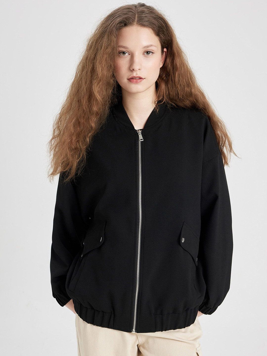 DeFacto Mandarin Collar Crop Tailored Jacket