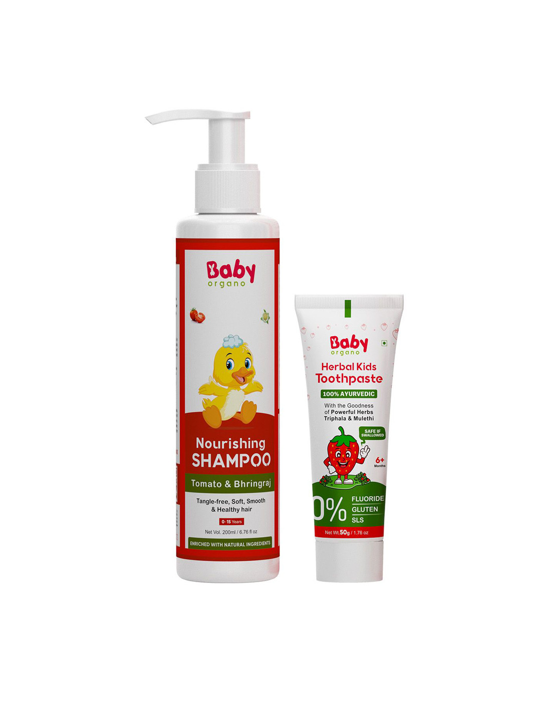 BABYORGANO Set of Tomatino Baby Shampoo- 200 ml & Kids Toothpaste- 50 g