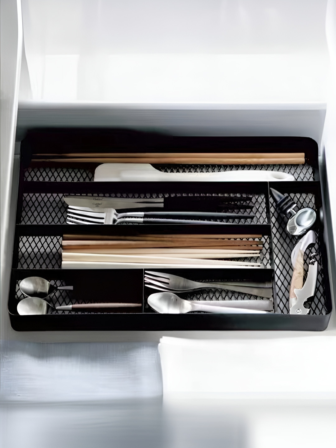 UMAI Black Cutlery Kitchen Spoon Drawer Organiser