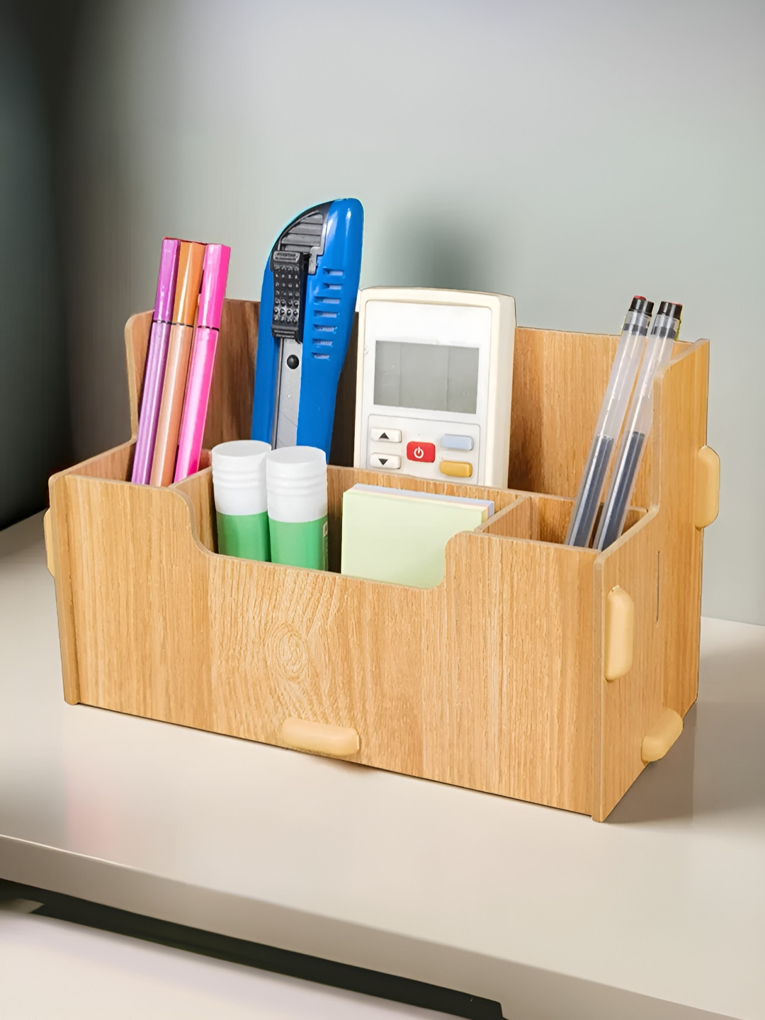 UMAI Brown 4 Compartment Wood Separator Organisers