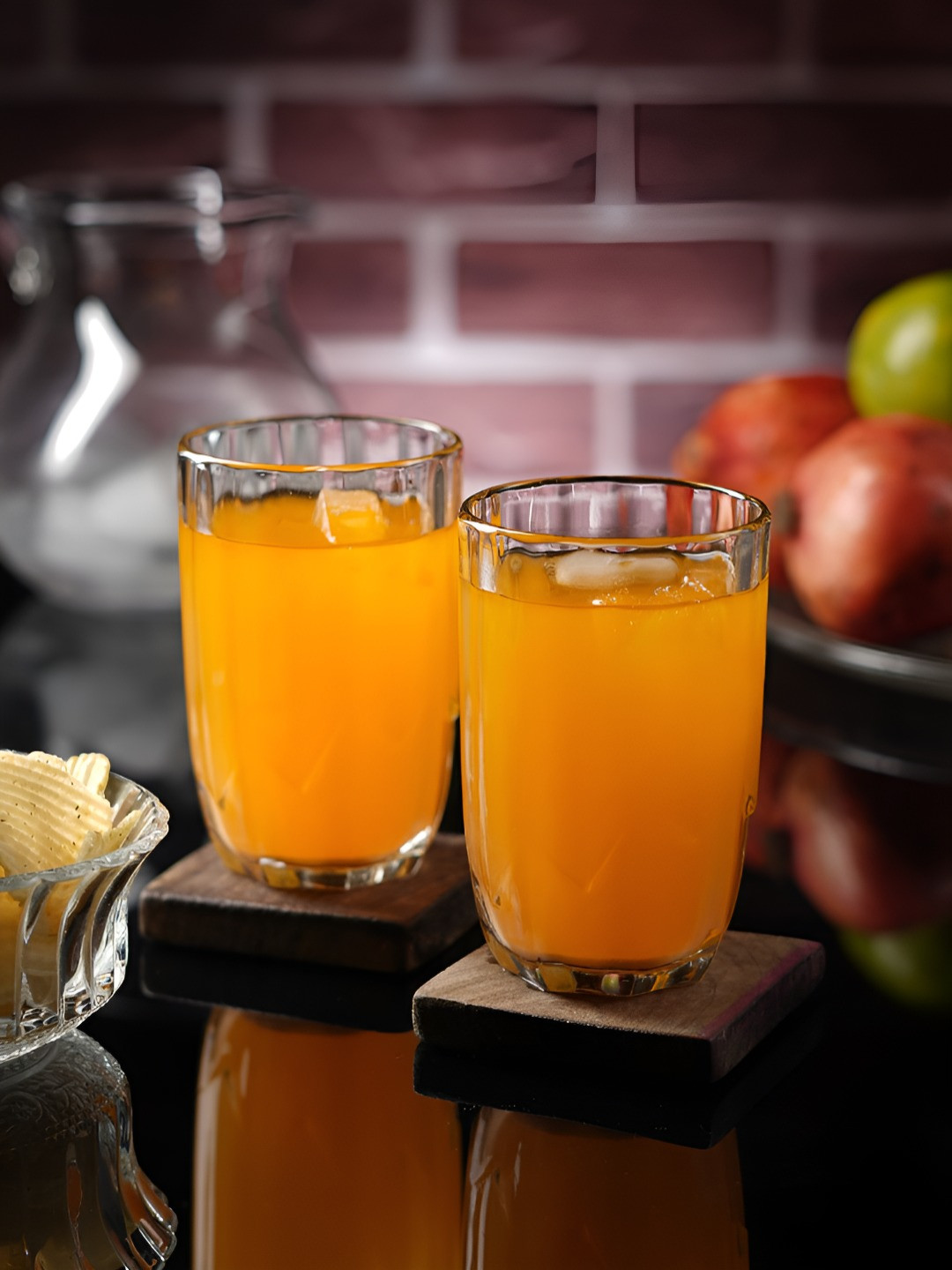 Aura Transparent Lotus Cut Designed Water Juice Glasses-280ml