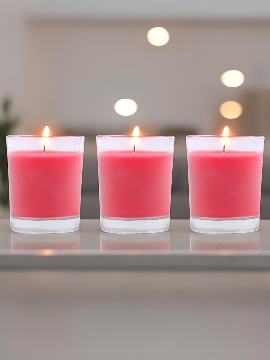 HOSLEY Glass 3Pcs Scented 1 Wick Apple Cinnamon Solid Geometric Regular Jar Candles