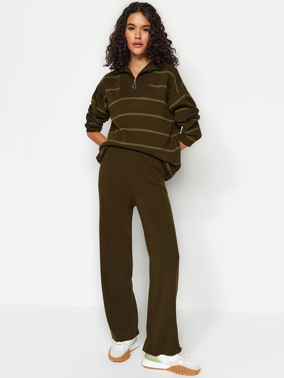 Trendyol Striped Shirt Collar T-Shirt With Trouser