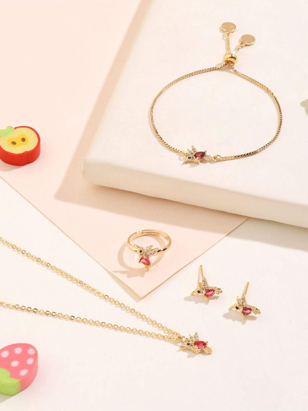 SALTY Kids Gold-Plated Stone-Studded Falcon Jewellery Set