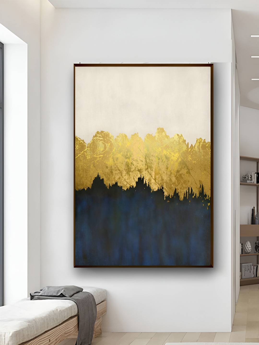 Artsense White & Gold Toned Canvas Wall Art