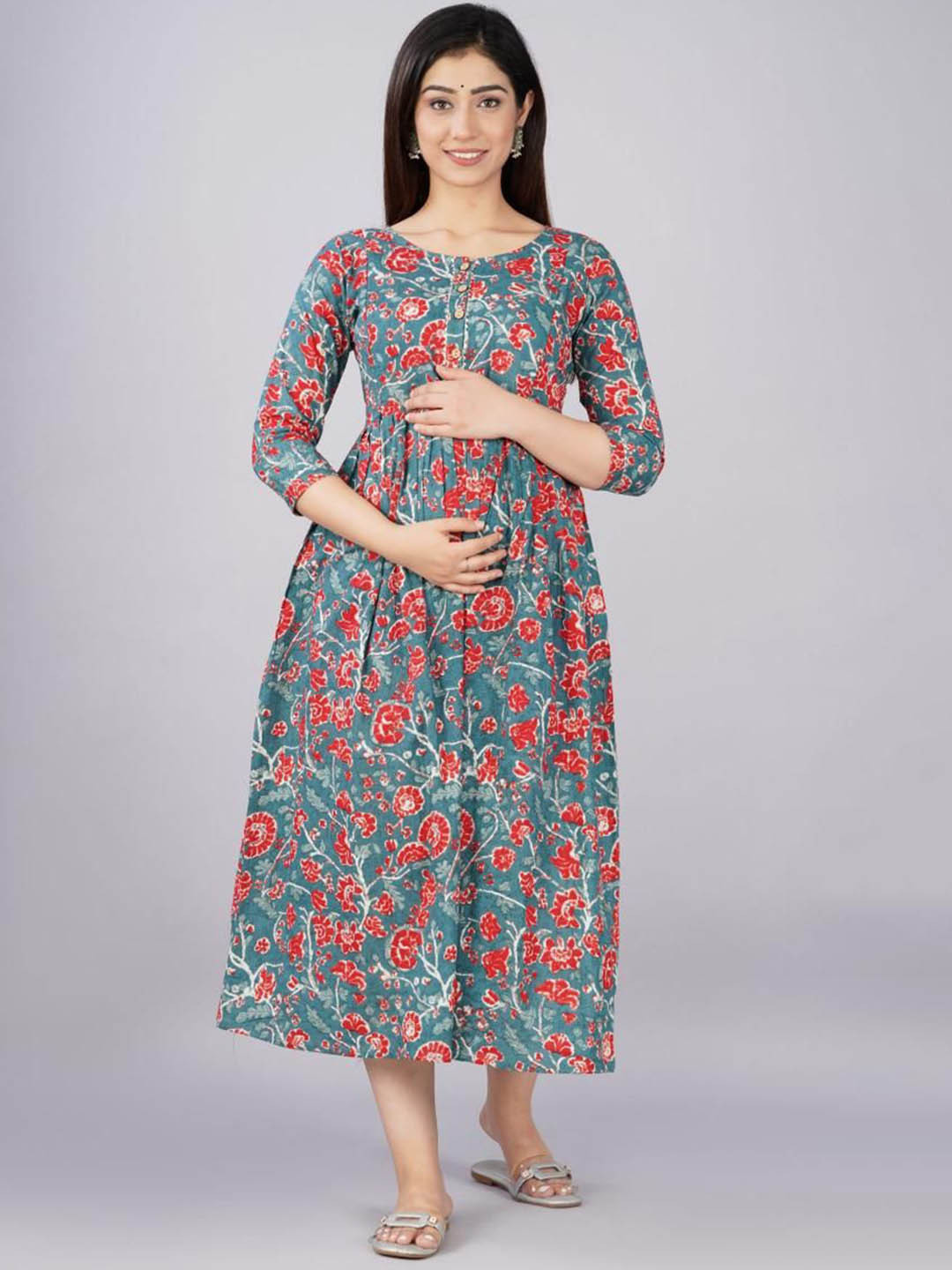 MURLI KURTI Printed Cotton A-Line Maternity Dress