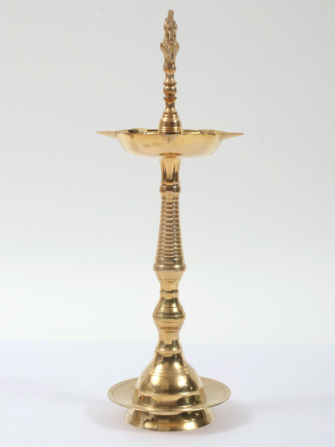 Exotic India Five Wicks Brass Peacock Oil Lamp