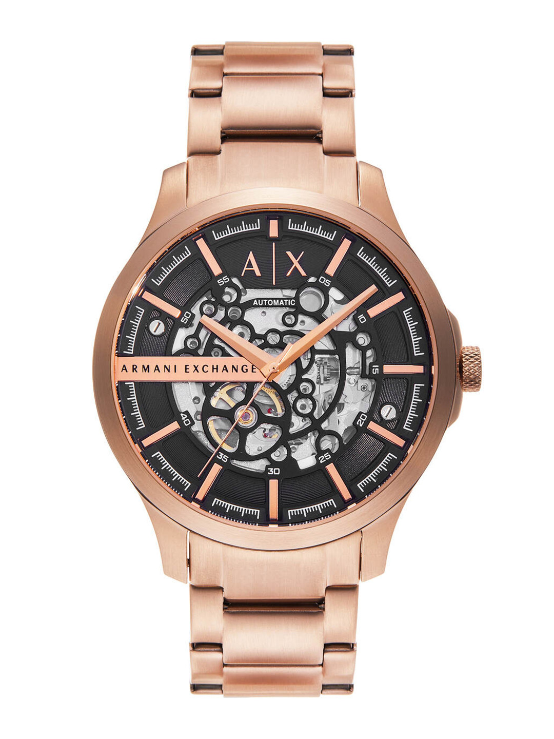 Armani Exchange Men Skeleton Bracelet Style Analogue Automatic Watch AX2456I-Rose Gold