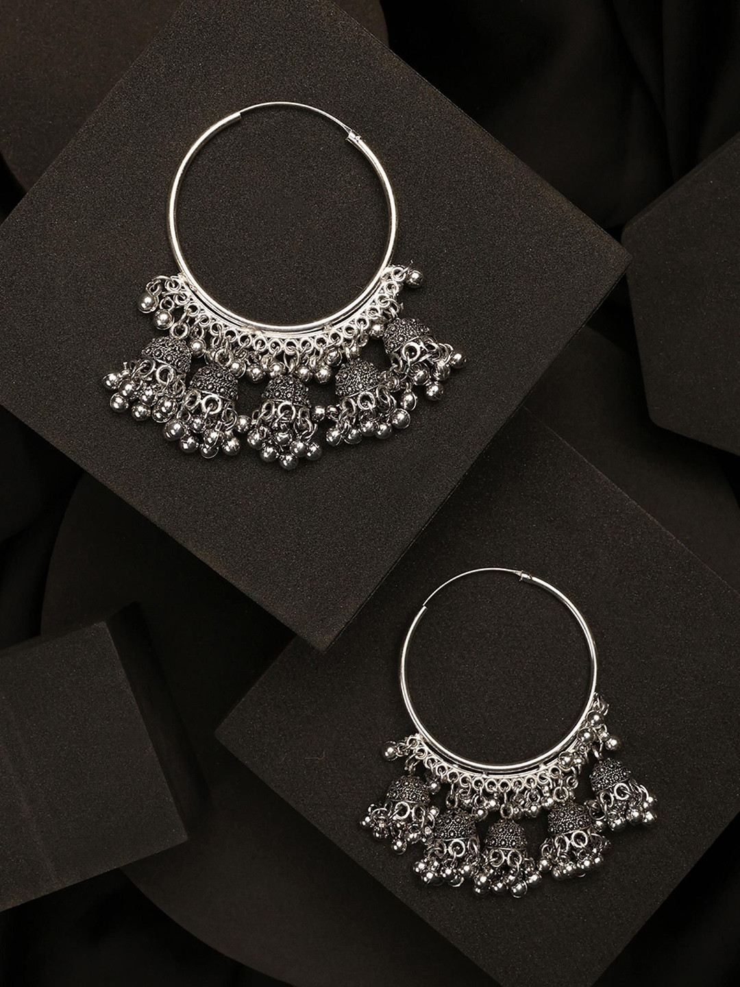 Sangria Silver Plated German Silver Jhumkas