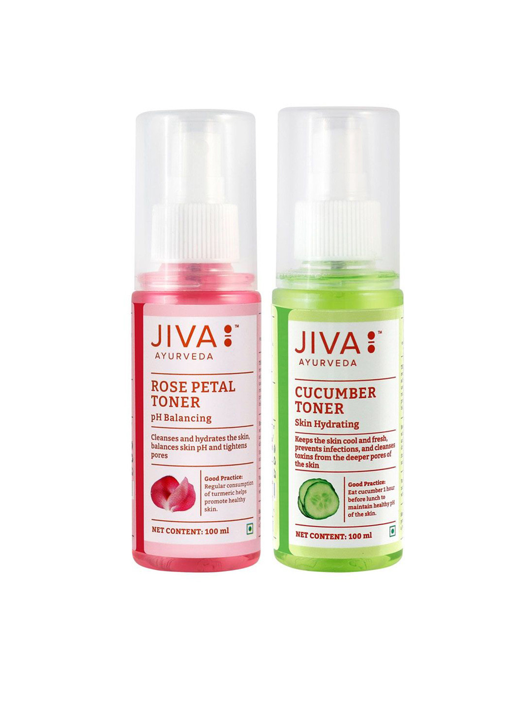 Jiva Set Of 2 Rose Petal & Cucumber Toner For Skin Hydration - 100ml Each