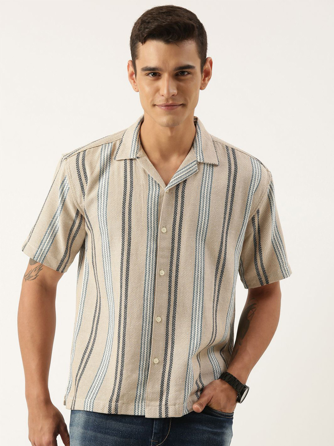ROLLER FASHIONS Men Opaque Striped Casual Shirt