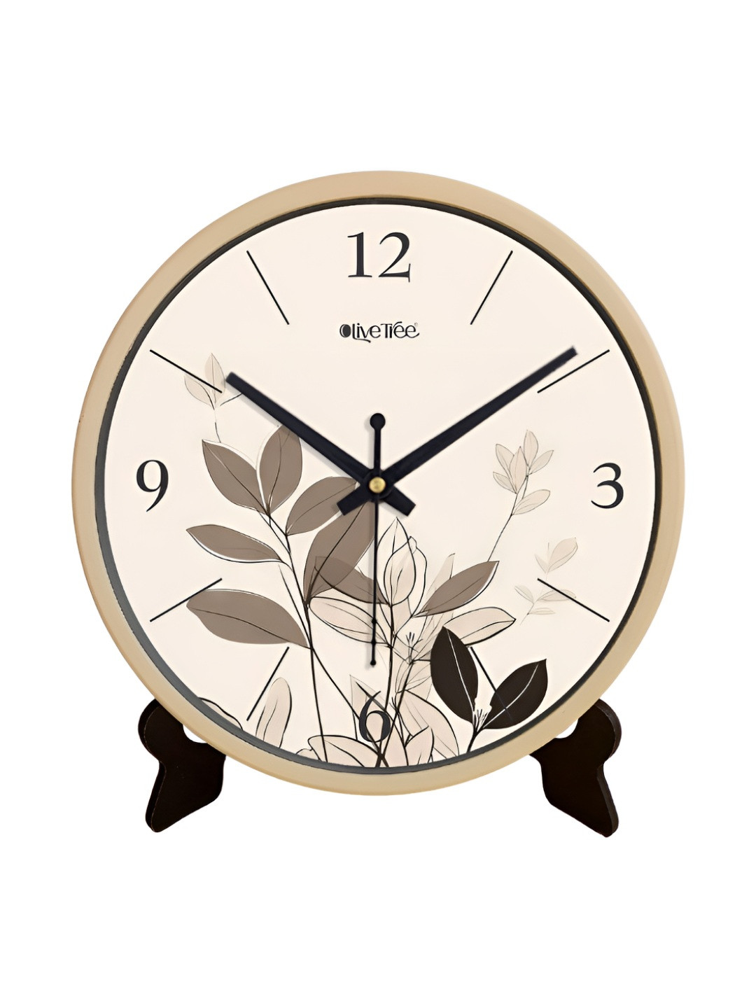 OLIVE TREE Peach-Coloured & White Printed Analogue Contemporary Table Clock
