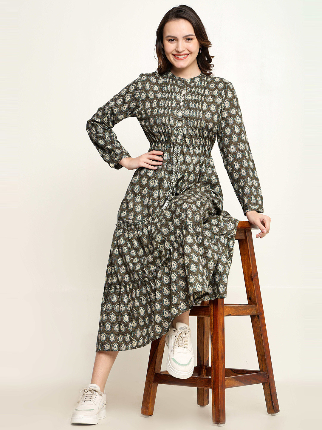 Mollar Floral Print A-Line Maxi Dress