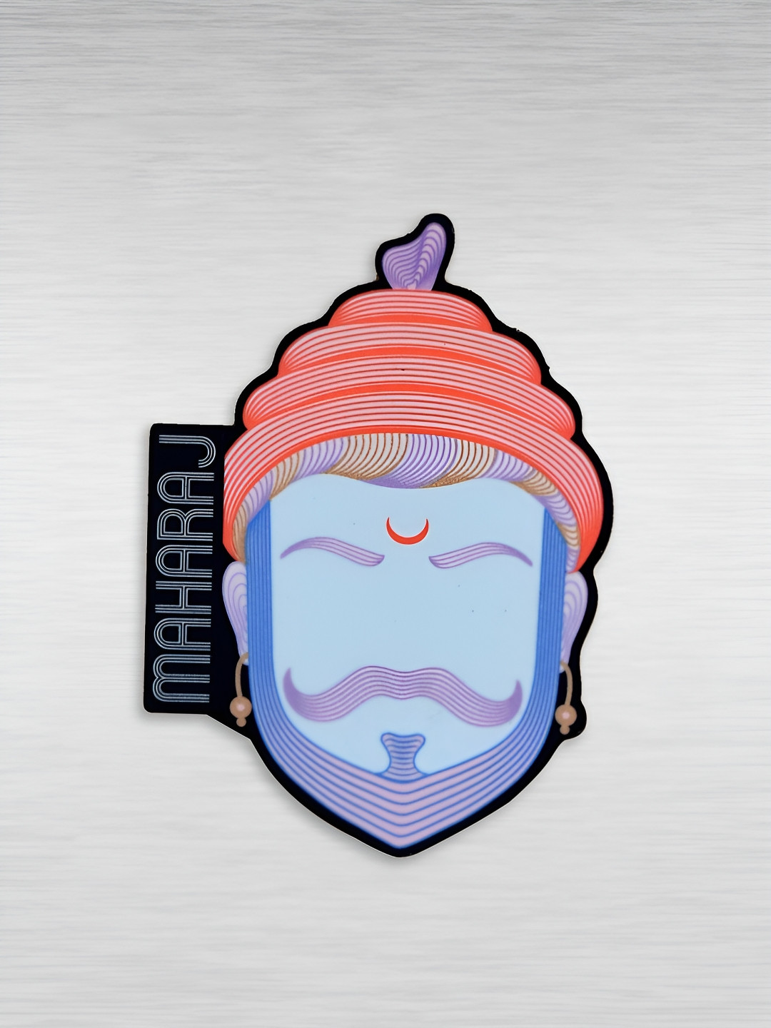 MAATIR DESIGNS Red & Blue Printed Wooden Shivaji Maharaj Fridge Magnet