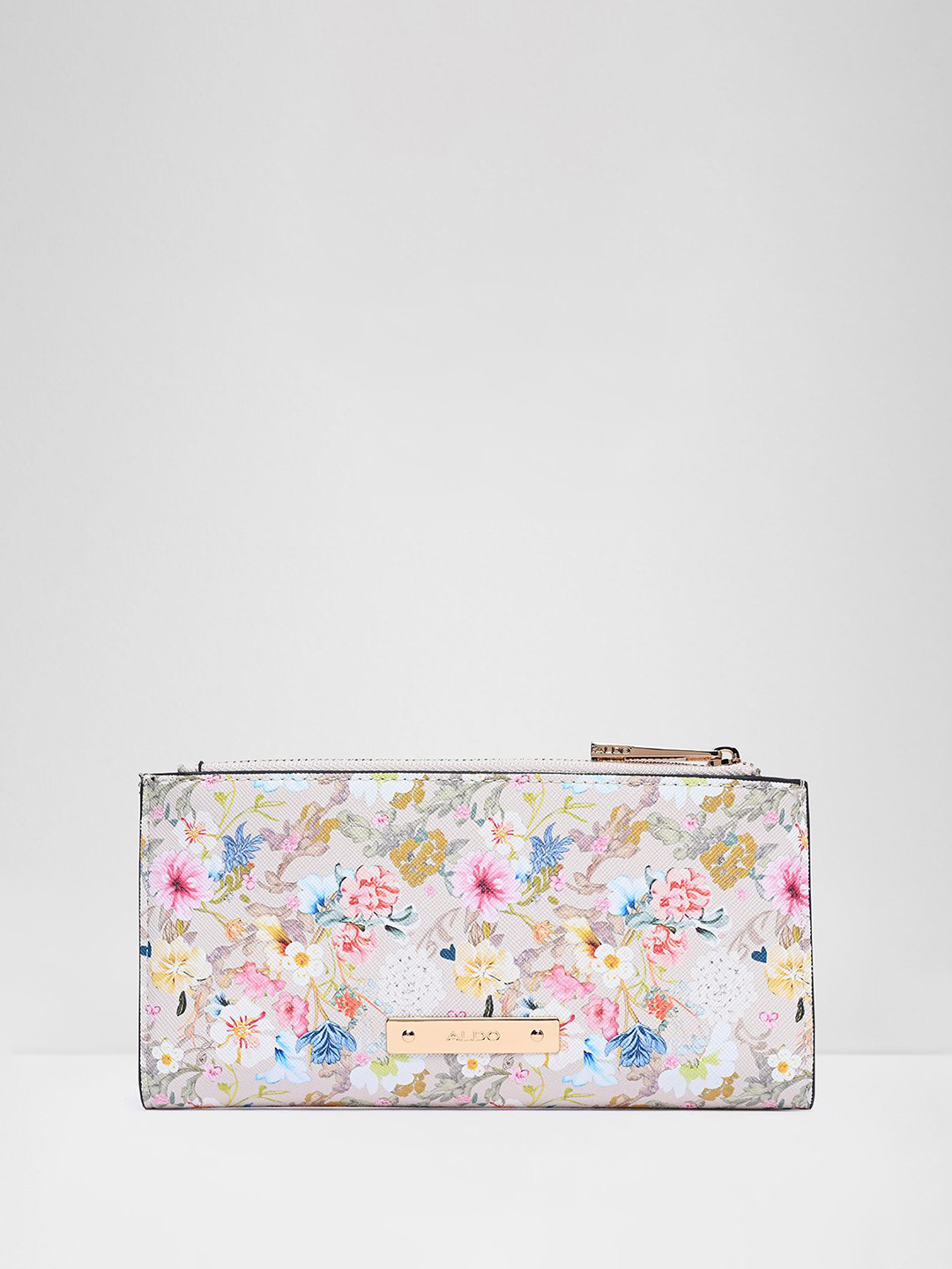 ALDO Women Floral Printed Zip Detail Two Fold Wallet