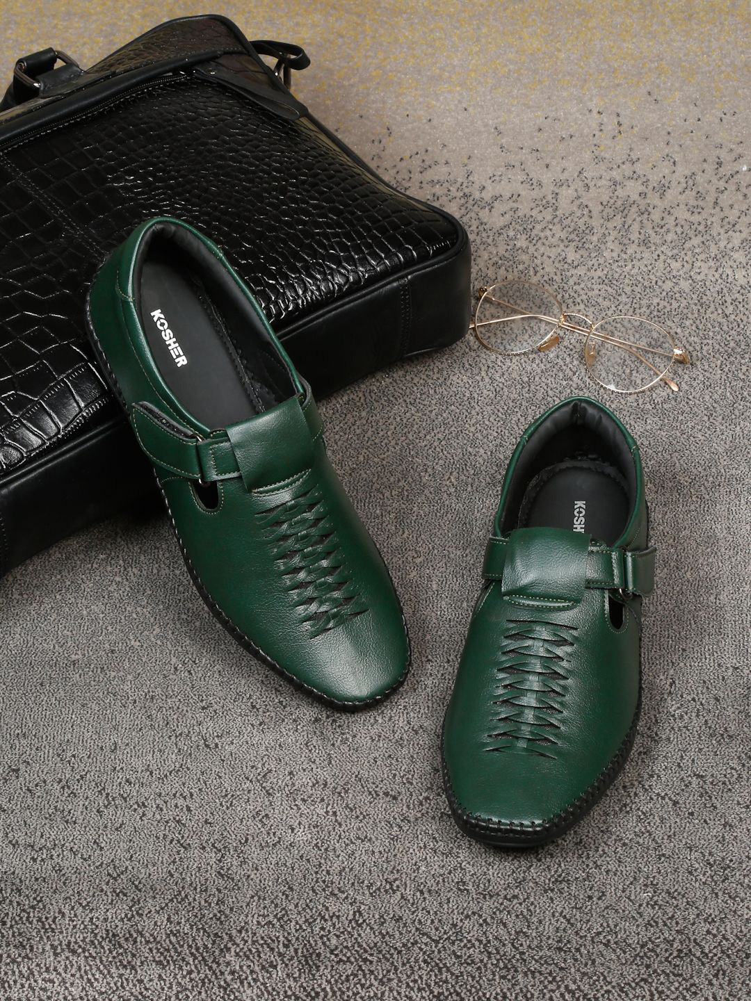 Kosher Men Synthetic Leather Shoe-Style Sandals