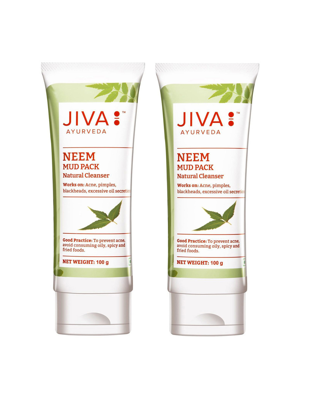 Jiva Set Of 2 Neem Mud Pack With Multani Mitti 100g Each