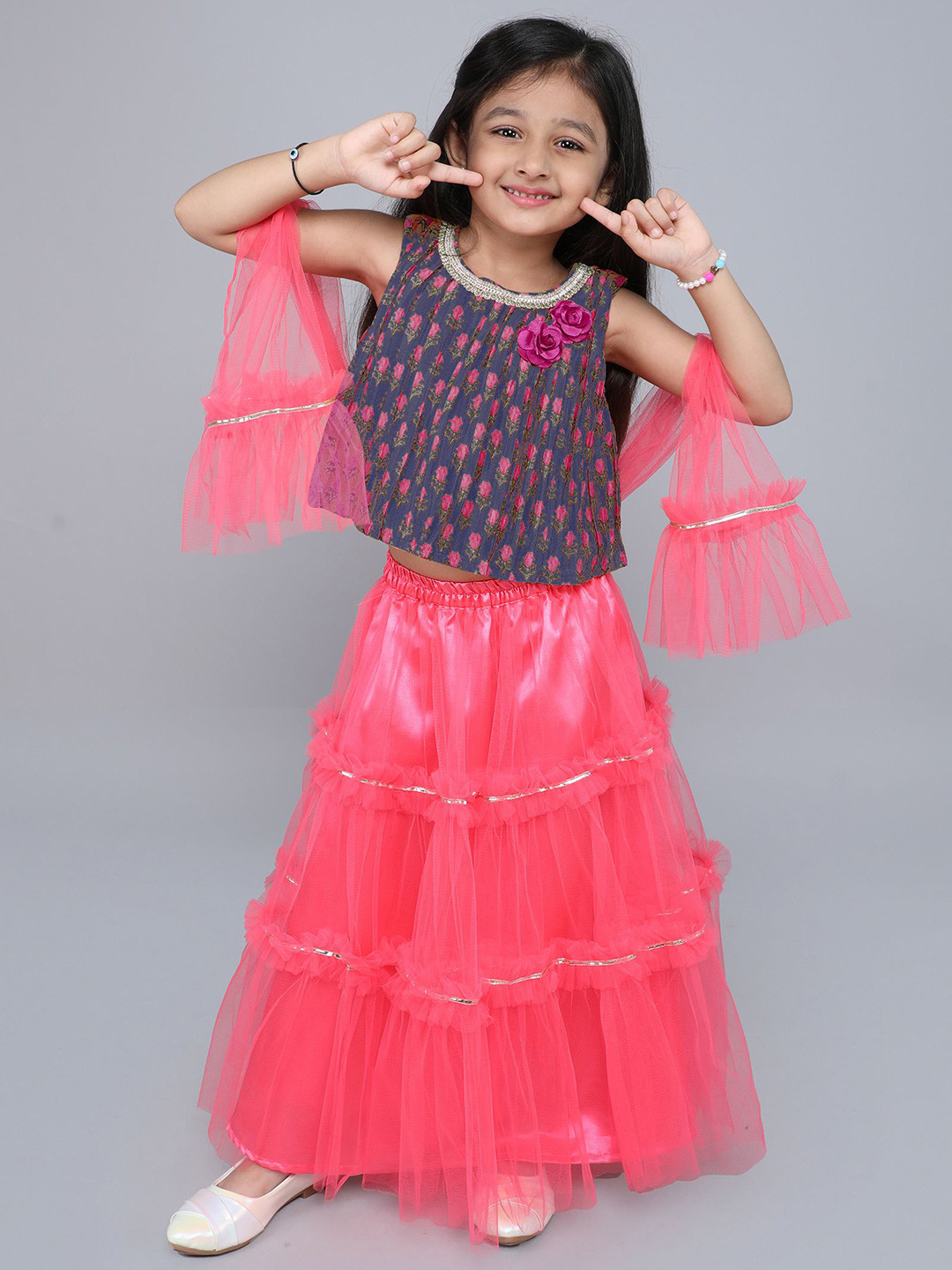 MANY FROCKS & Girls Printed Ready to Wear Lehenga Blouse With Dupatta