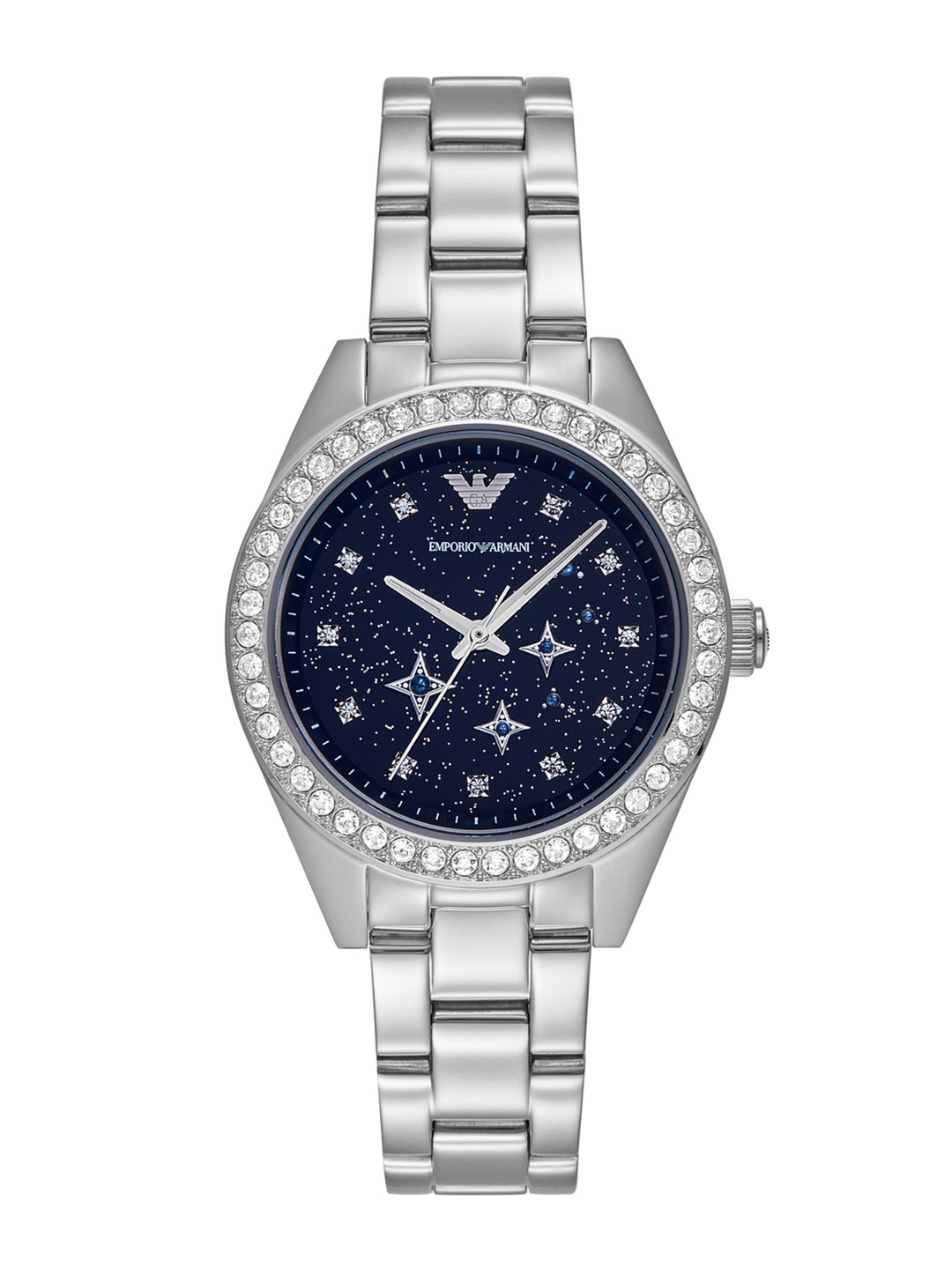 Emporio Armani Women Embellished Bracelet Style Analogue Watch AR11628I-Silver
