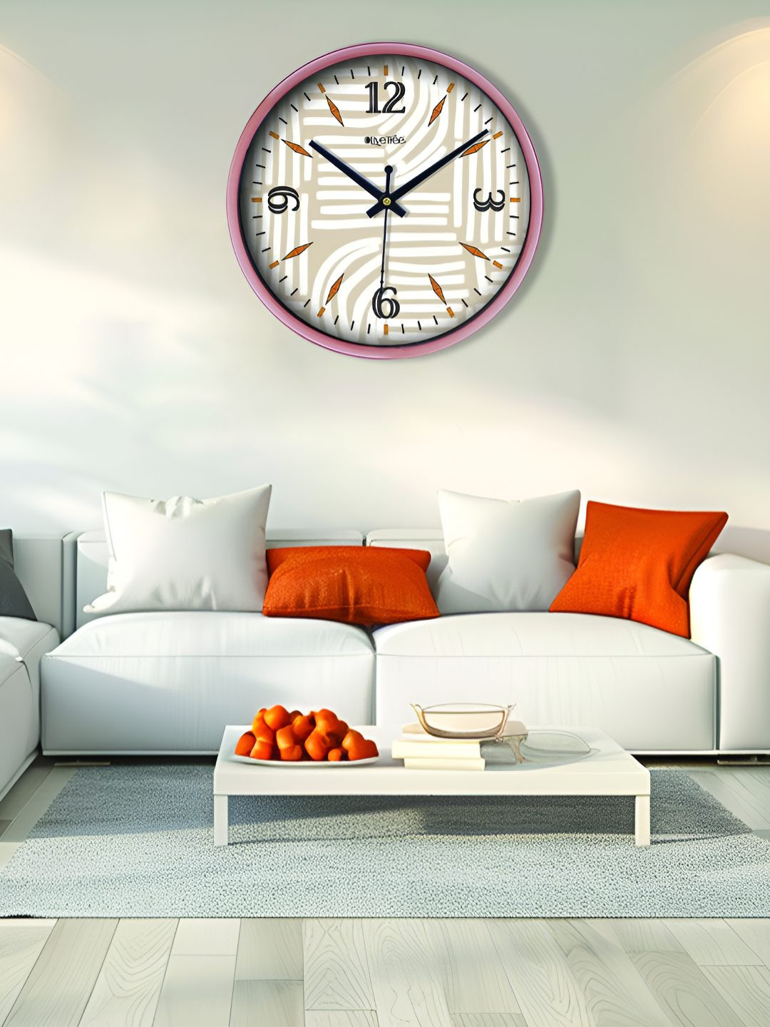 OLIVE TREE Plastic Large Display 2 Pcs Round Battery Analogue With Stand Wall Clock-20.3cm