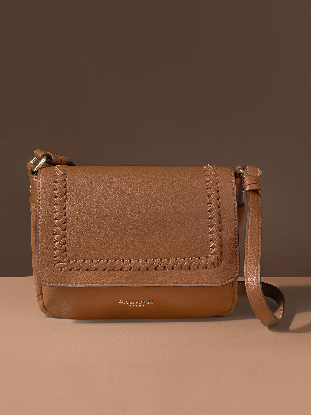 Accessorize Women Faux Leather Caffy Stitch Detail Sling Bag