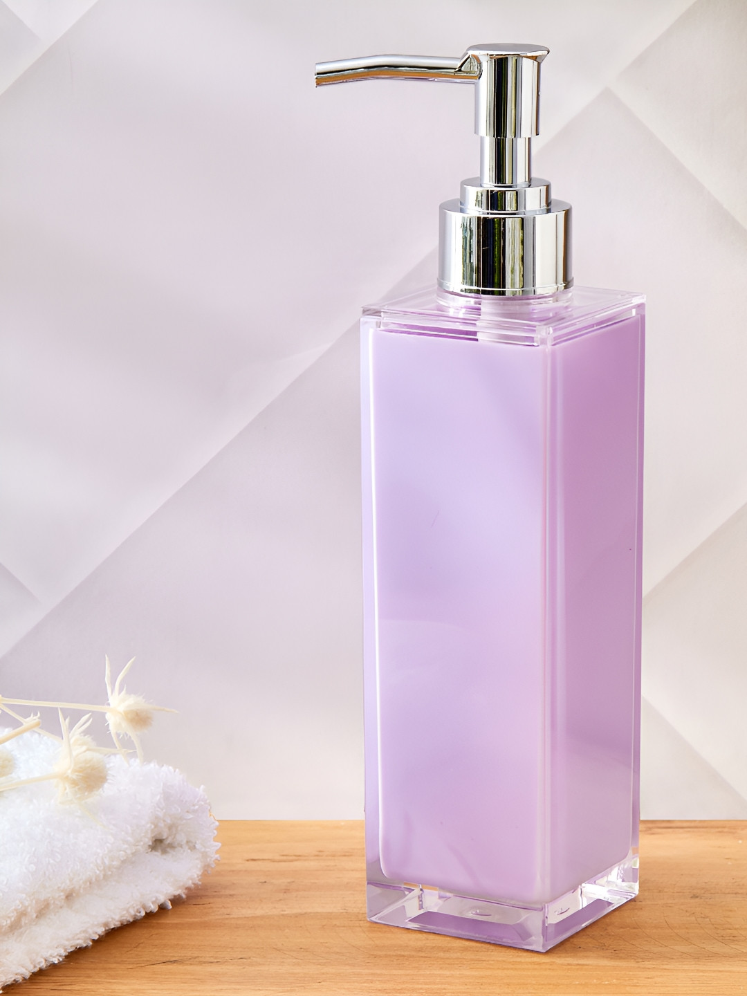 Home Centre Slate Cloud Purple & Silver Toned Glossy Classic Soap Dispenser 230 ml
