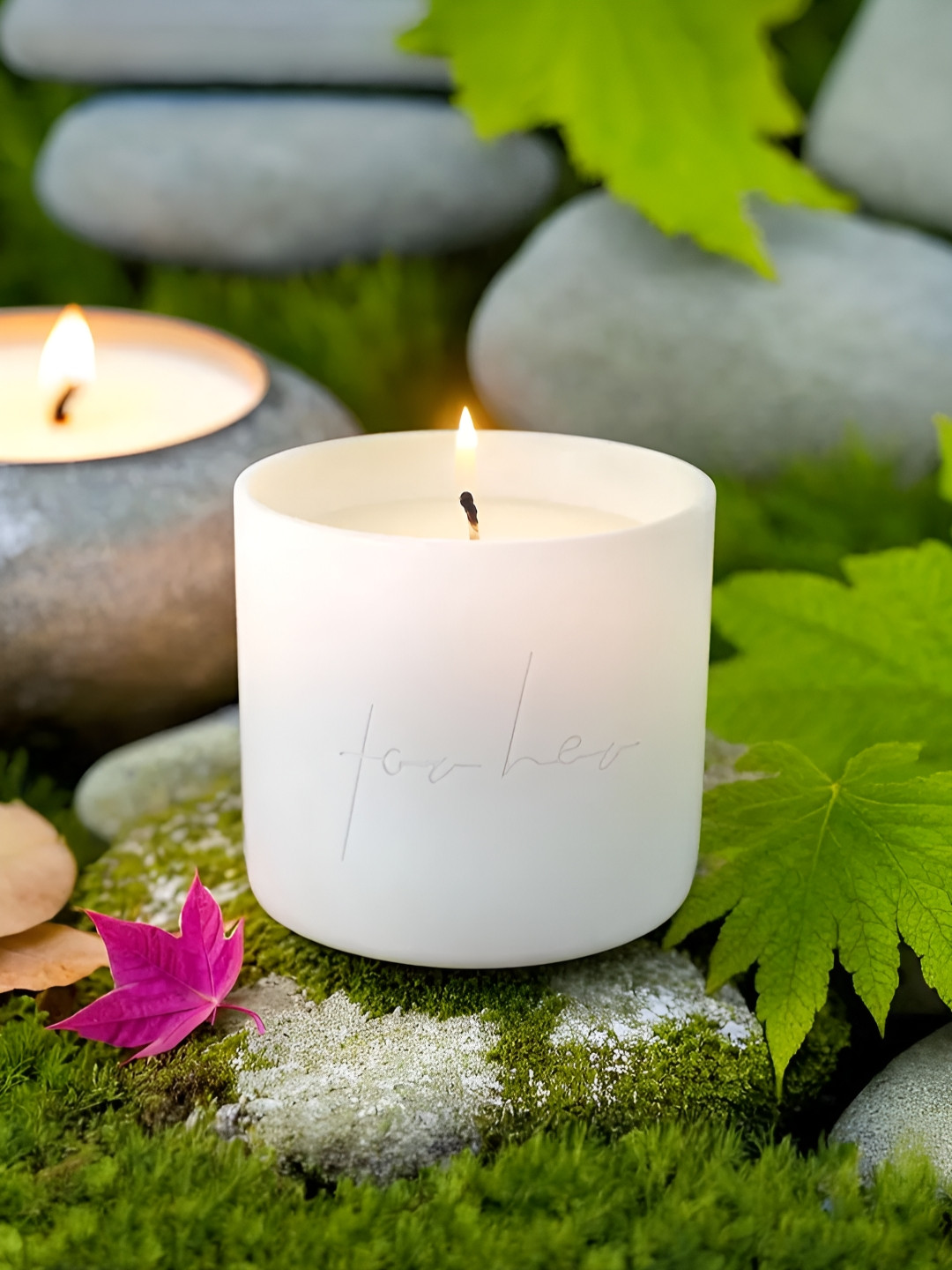 Ekhasa Scented 1 Wick White Peach Oolong Solid Geometric Regular Jar Candles
