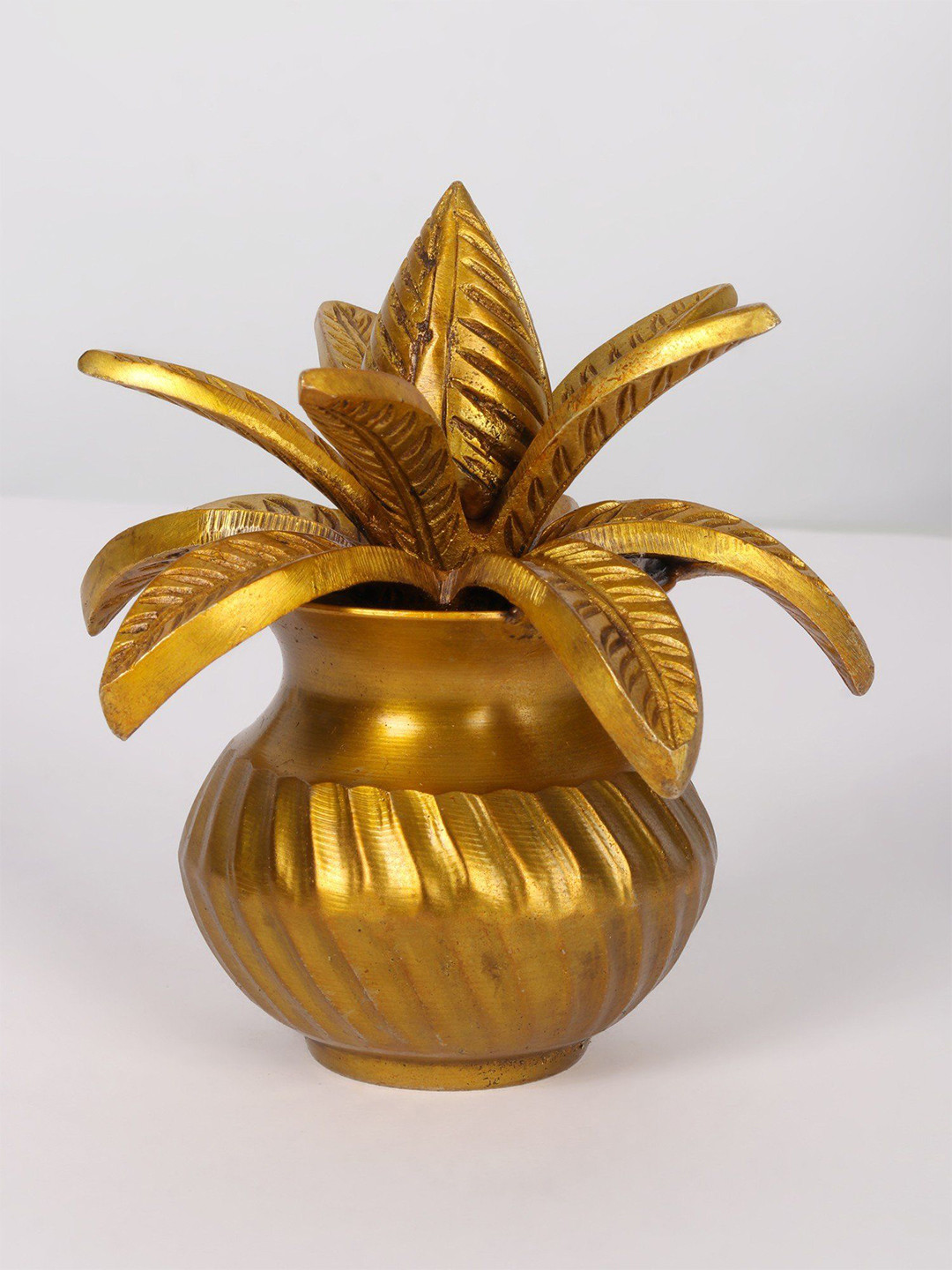 Exotic India 5'' Brass Coconut Puja Kalasha