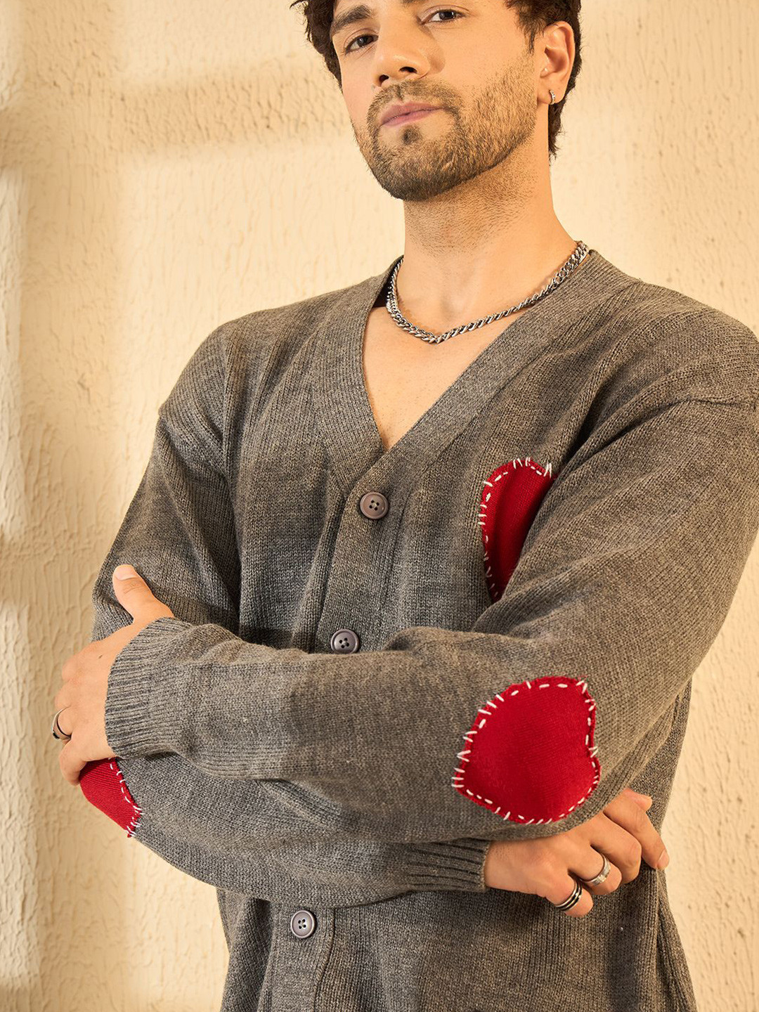 FUGAZEE Men Cardigan with Embroidered Detail