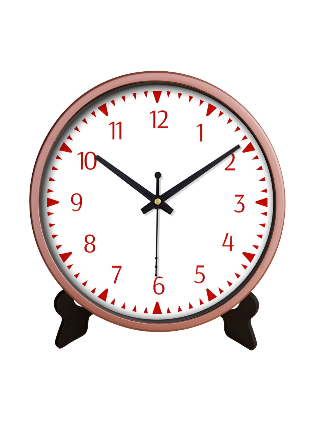 OLIVE TREE Plastic Durable 2 Pcs Round Battery Analogue with Stand Table Clock-20.3cm