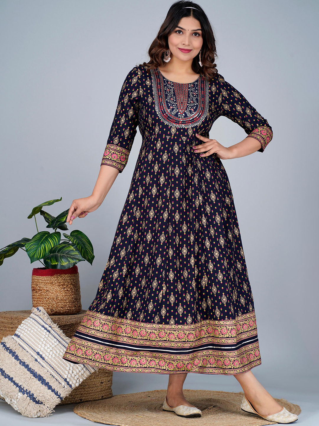 MURLI KURTI Printed Round Neck Anarkali Dress