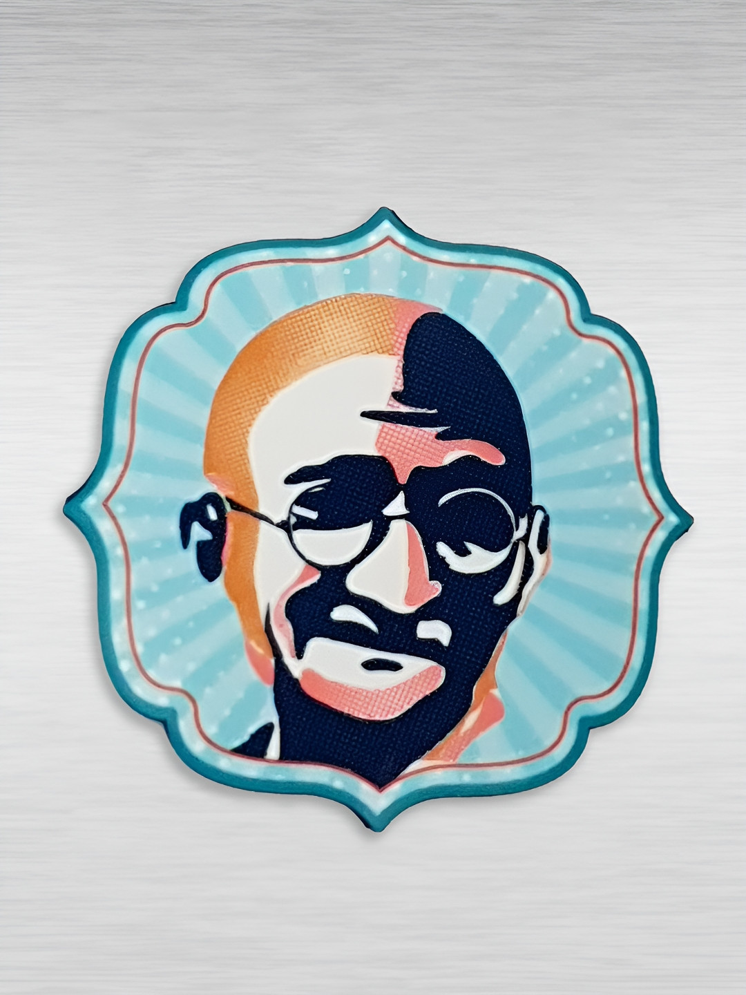 MAATIR DESIGNS Blue & Orange-Colored Printed Wooden Fridge Magnet