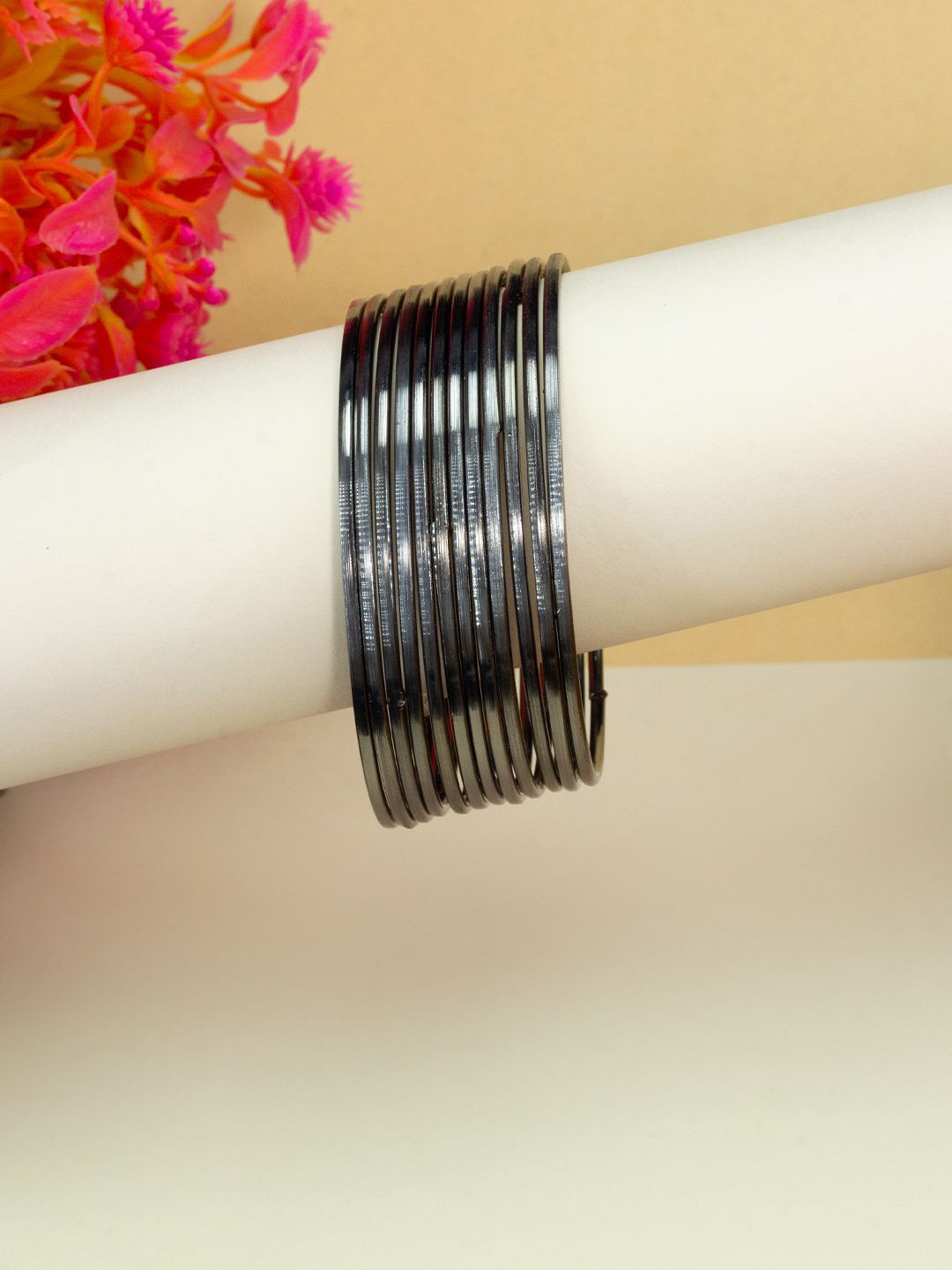 PRIVIU Set Of 12 Silver-Plated Minimal Basic Bangles