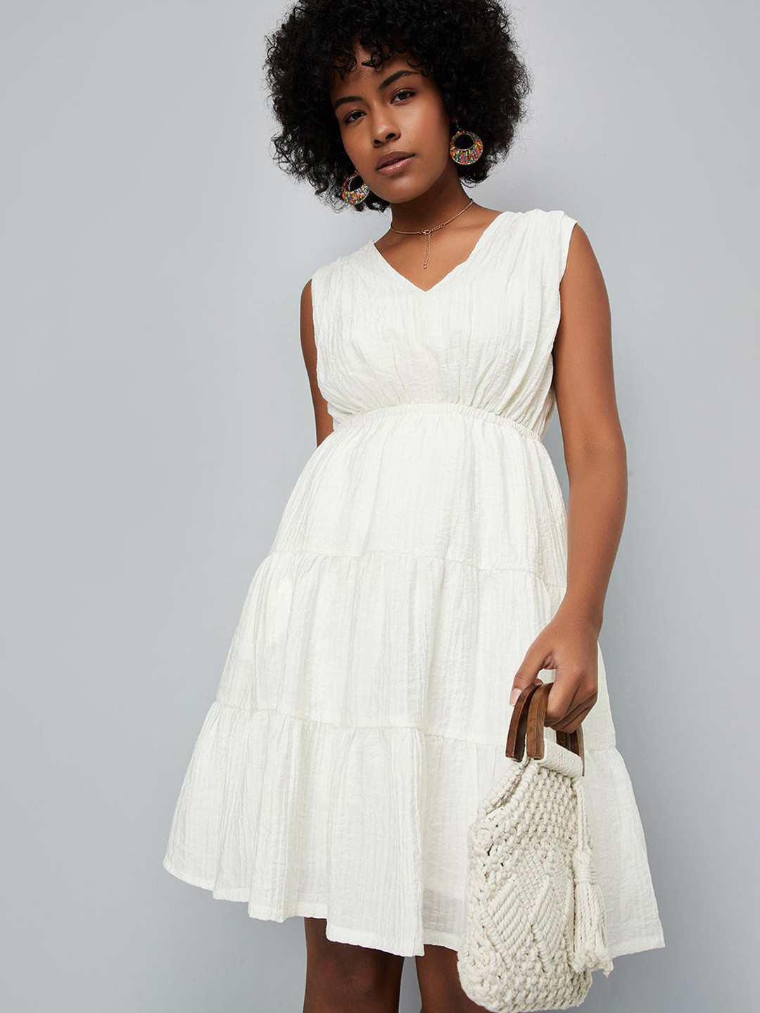 max V-Neck Tiered Fit and Flare Dress