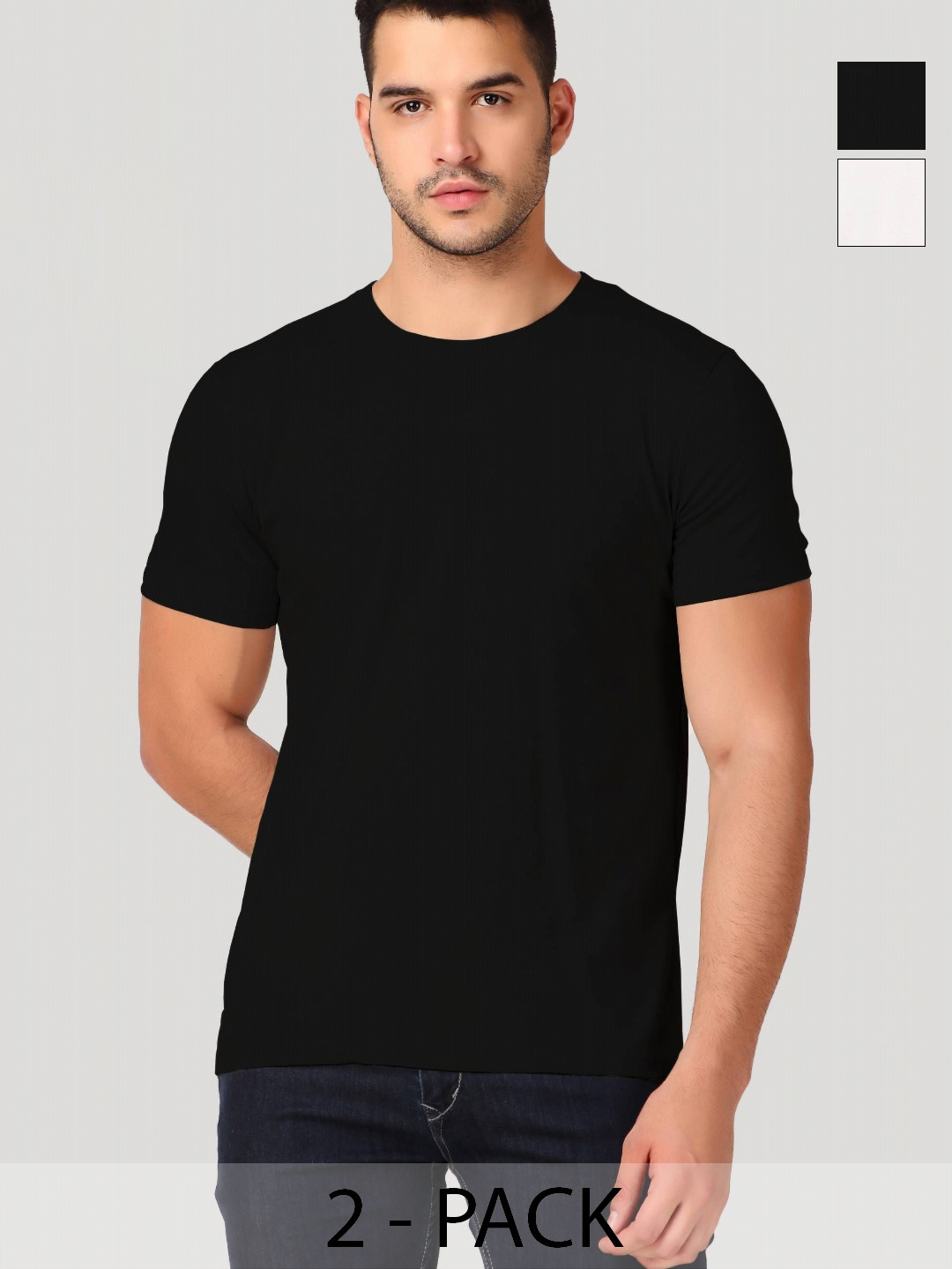 inner element Pack Of 2 Men Bio Finish Solid Round Neck Cotton T-shirts