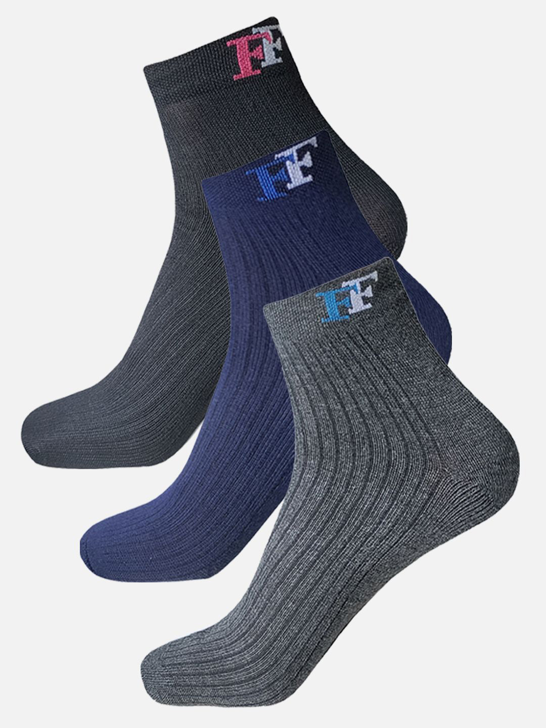 FIMS Men Pack Of 3 Cotton Ankle-Length Socks