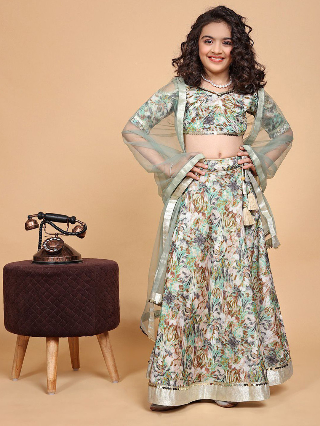 Jogmaya Fashion Girls Printed Ready to Wear Lehenga & Blouse With Dupatta