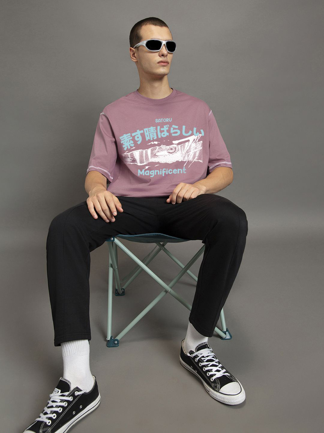 Bewakoof Men Satoru Graphic Printed Oversized T-shirt