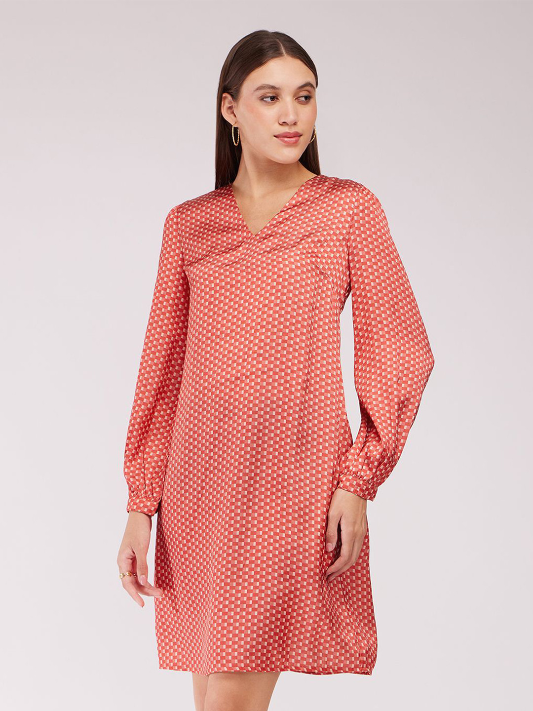 FABLE STREET Women Printed Satin A-Line Dress