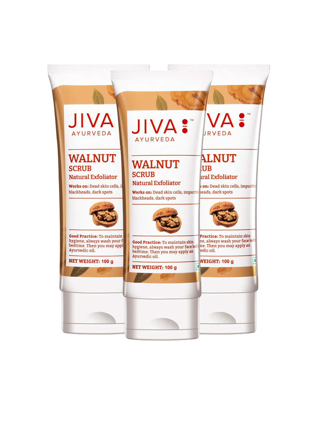 Jiva Set Of 3 Walnut Scrub For Blackheads & Dark Spots 100g Each