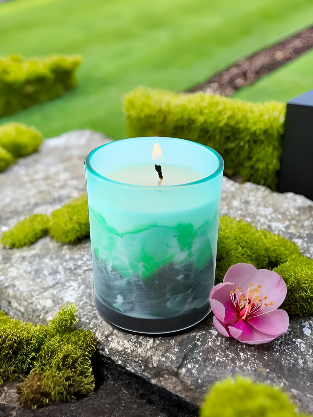 Ekhasa Scented 1 Wick Magic Wood Phantom Marble Geometric Regular Jar Candles