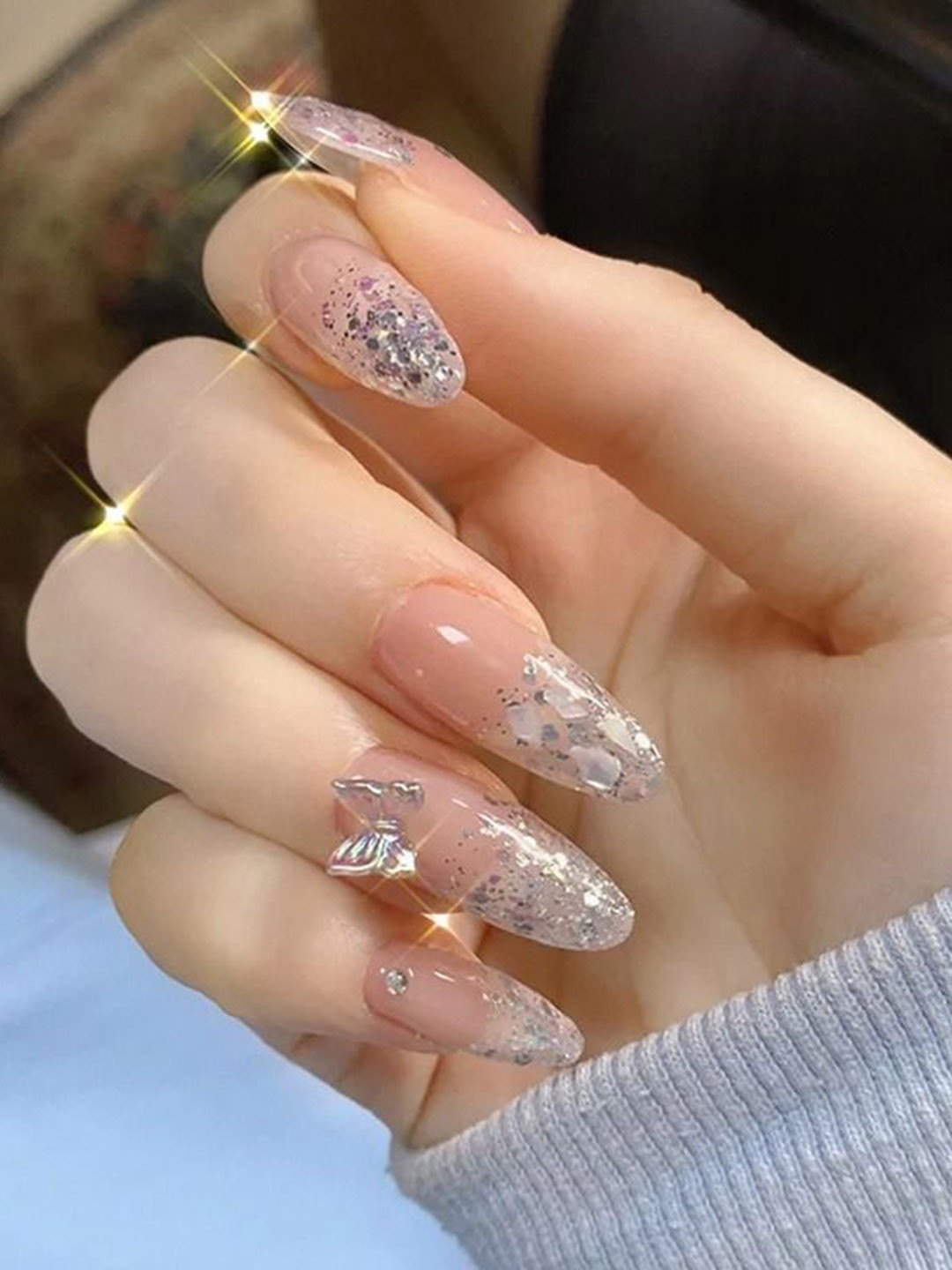 The Pink Truck Set of 24 Artificial Reusable Nails With Butterfly Design