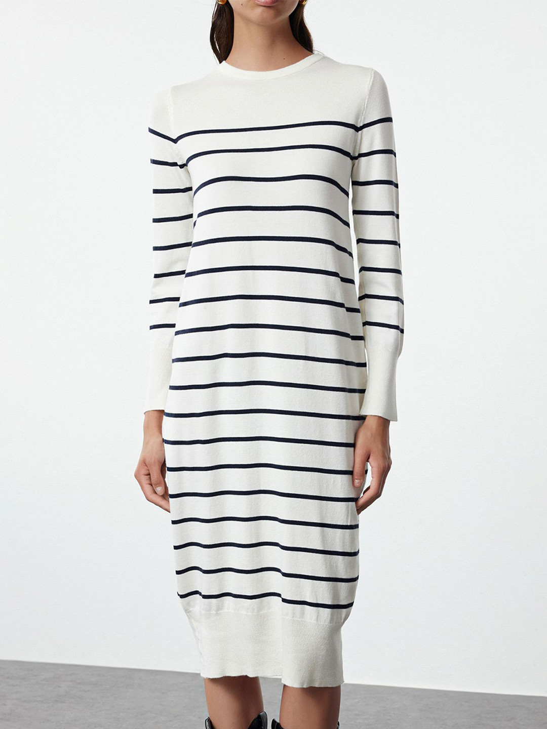 Trendyol Striped A-Line Long Sleeves Dress