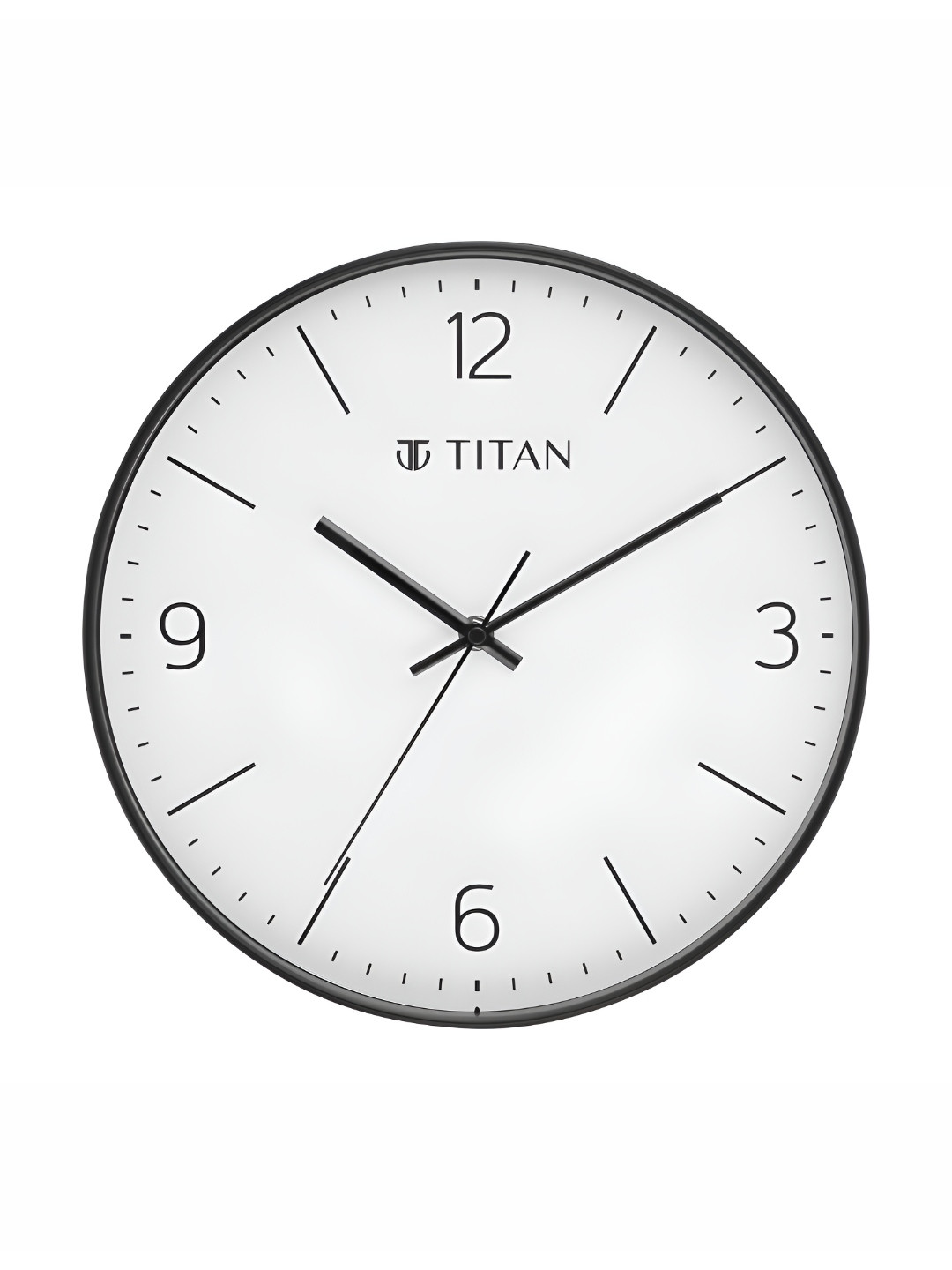 Titan White & Black Printed Contemporary Analogue Round Shaped Wall Clock