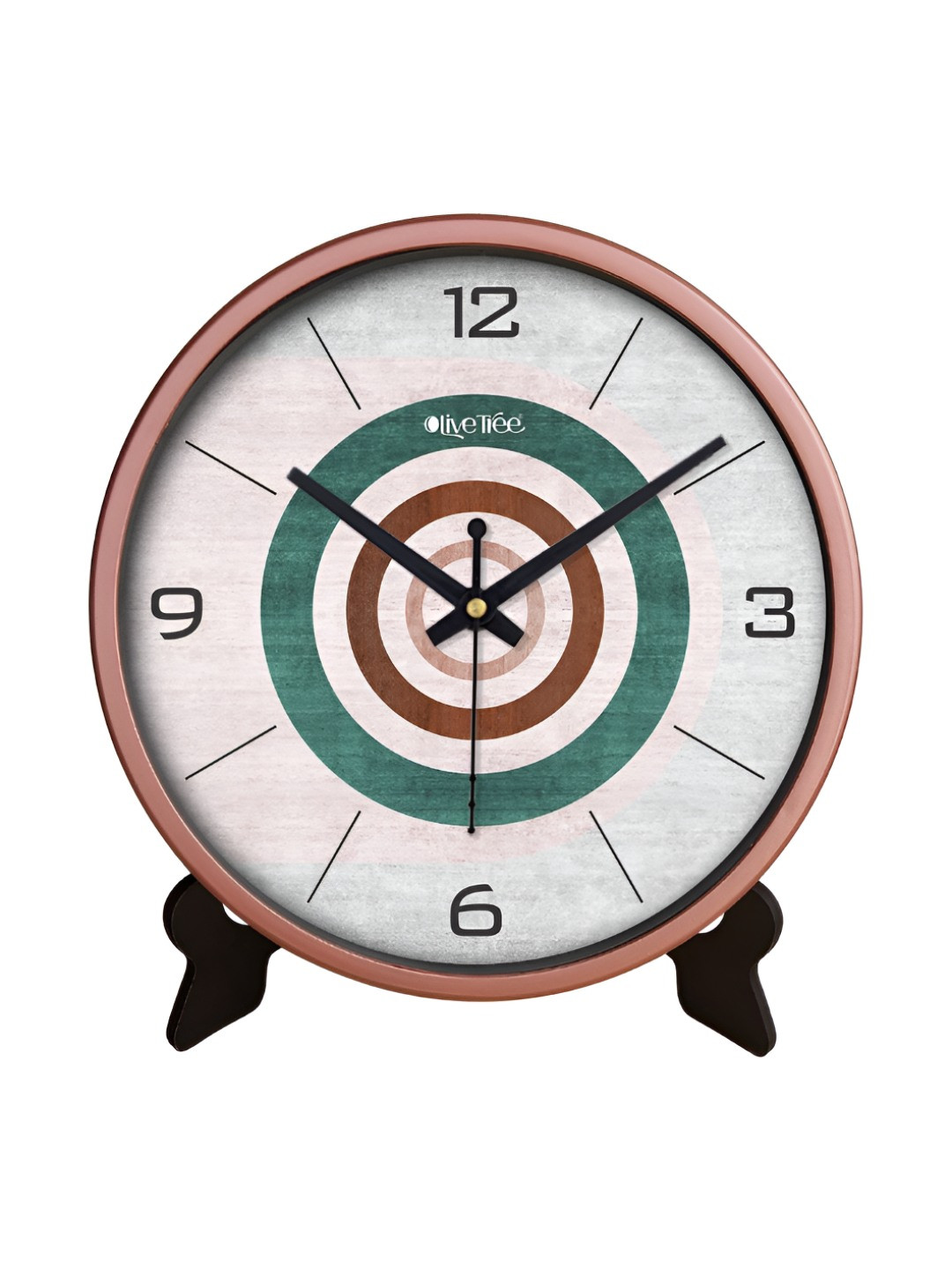 OLIVE TREE Peach-Coloured & White Printed Contemporary Table Clock