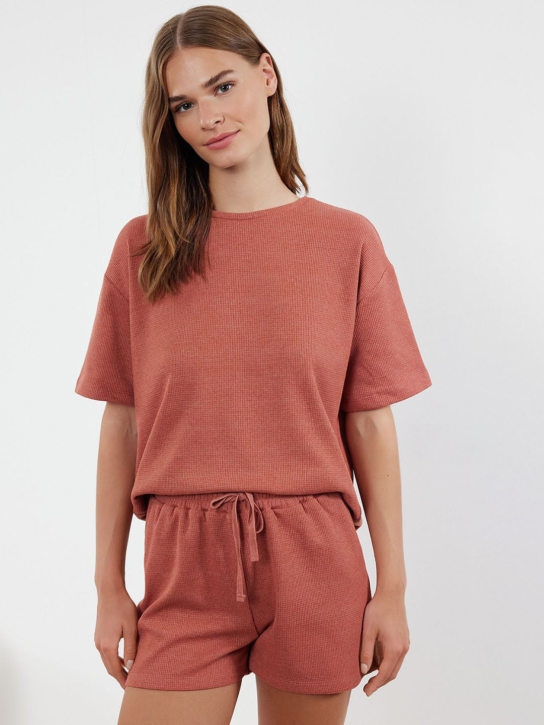 Trendyol Women Solid Night Round Neck suit