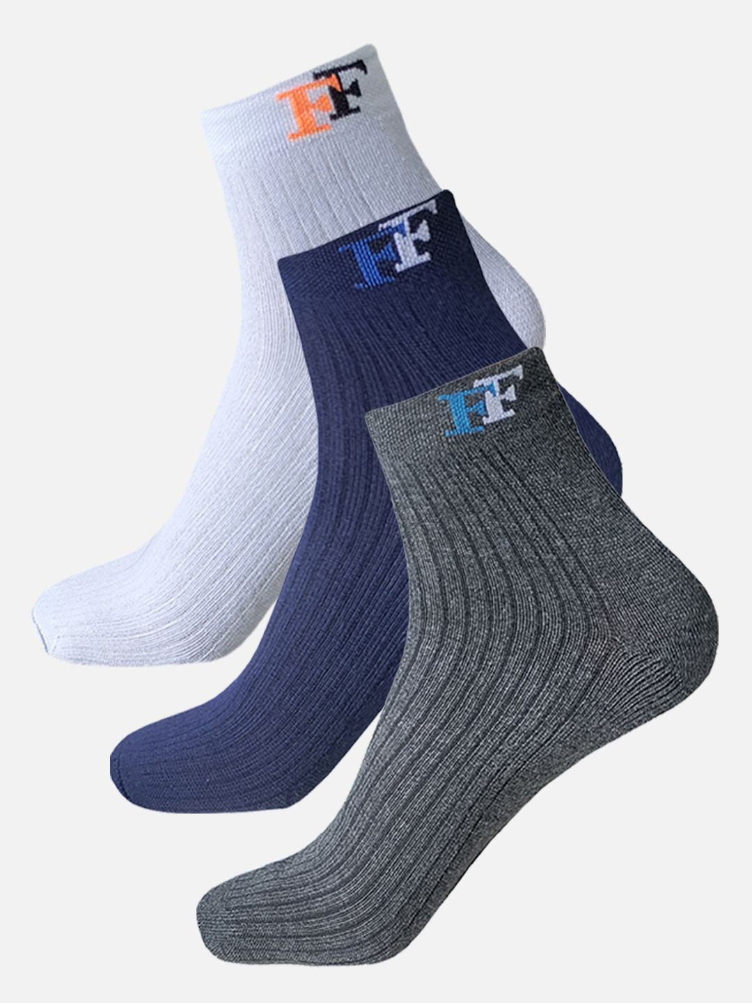 FIMS Men Pack Of 3 Striped Ankle-Length Sports Socks