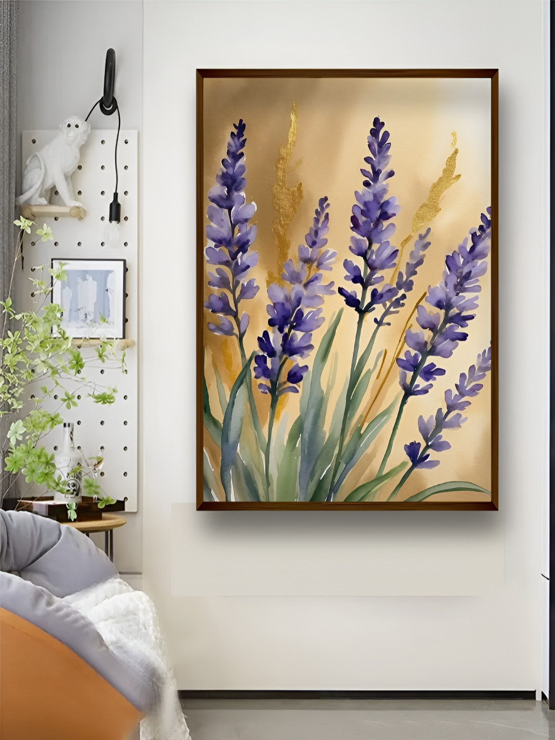 Artsense Lavender Colour & Green Floral Canvas Painting Wall Art