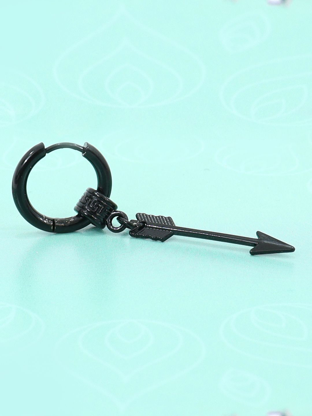 VAGHBHATT Men Stainless Steel Arrow Hip Hop Punk Exaggerated Hoop Earrings