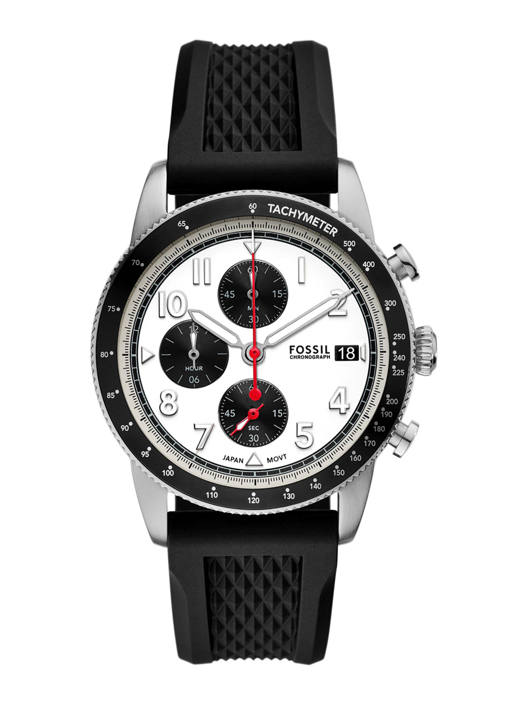 Fossil Men Stainless Steel Dial & Silicon Straps Analogue Multi Function Watch FS6087